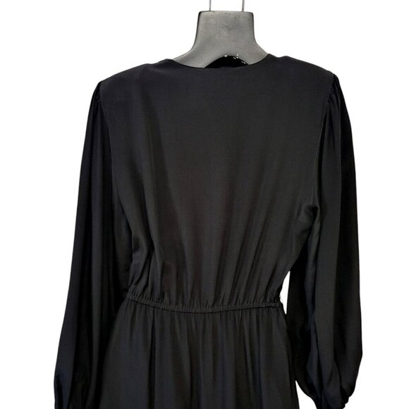 Vintage 1970s B. Altman Black Silk Midi Dress - Picture 10 of 13